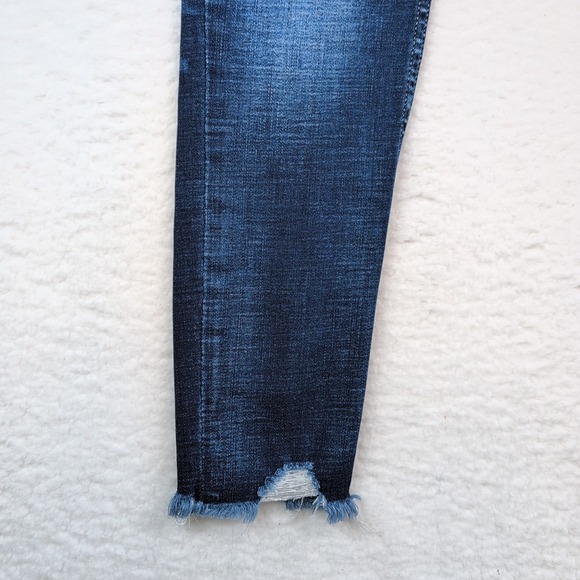 Bke Jeans Women 27 Stella Slim Fit Low Rise Ankle Skinny Distressed Raw Hem Blue - Picture 2 of 8